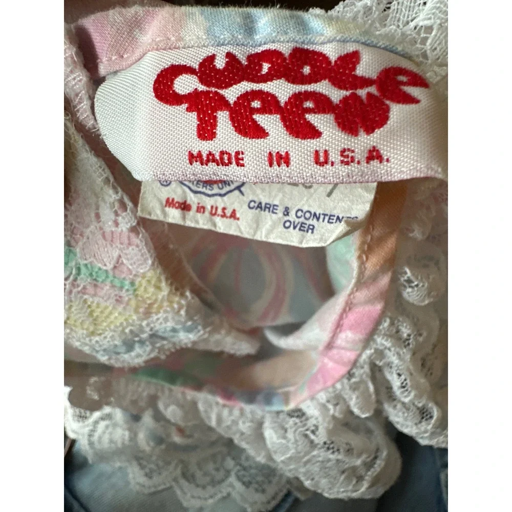 Vintage Cuddle Teen Pastel Floral Lace Collar Dress Made in USA‎ summer Size 7